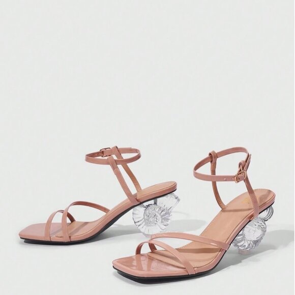 SHEIN Nude and Silver Strappy Heels (US 7) - Picture 4 of 15